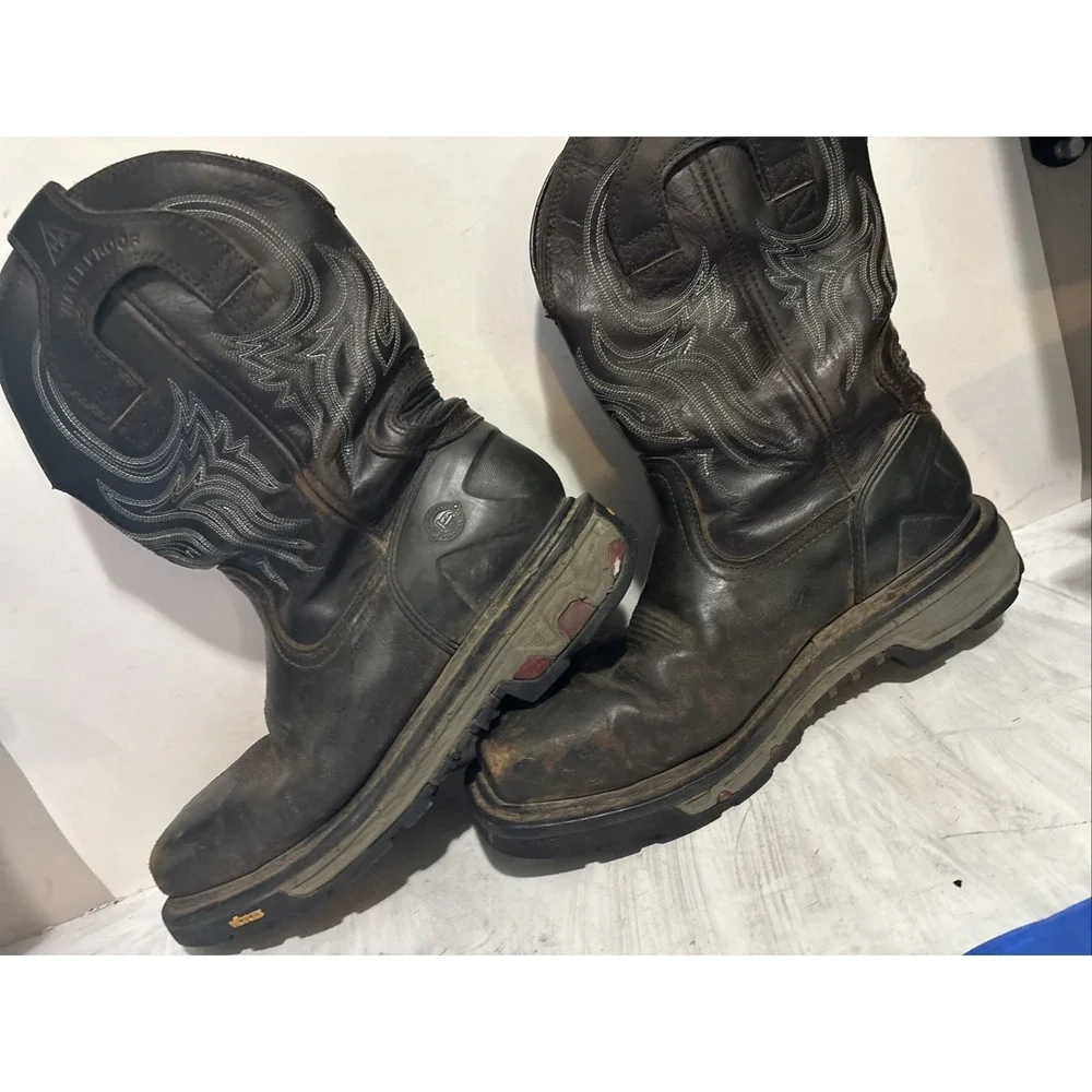 Justin Mens Brown Leather Work Boots Commander X5 Steel Toe 13D